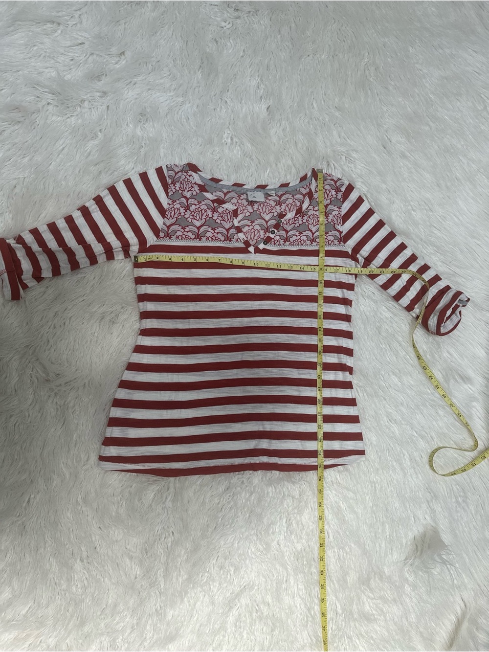 Anthropologie Postage Stanp Henley Tee in red/white stripe Xl EUC - Picture 10 of 12